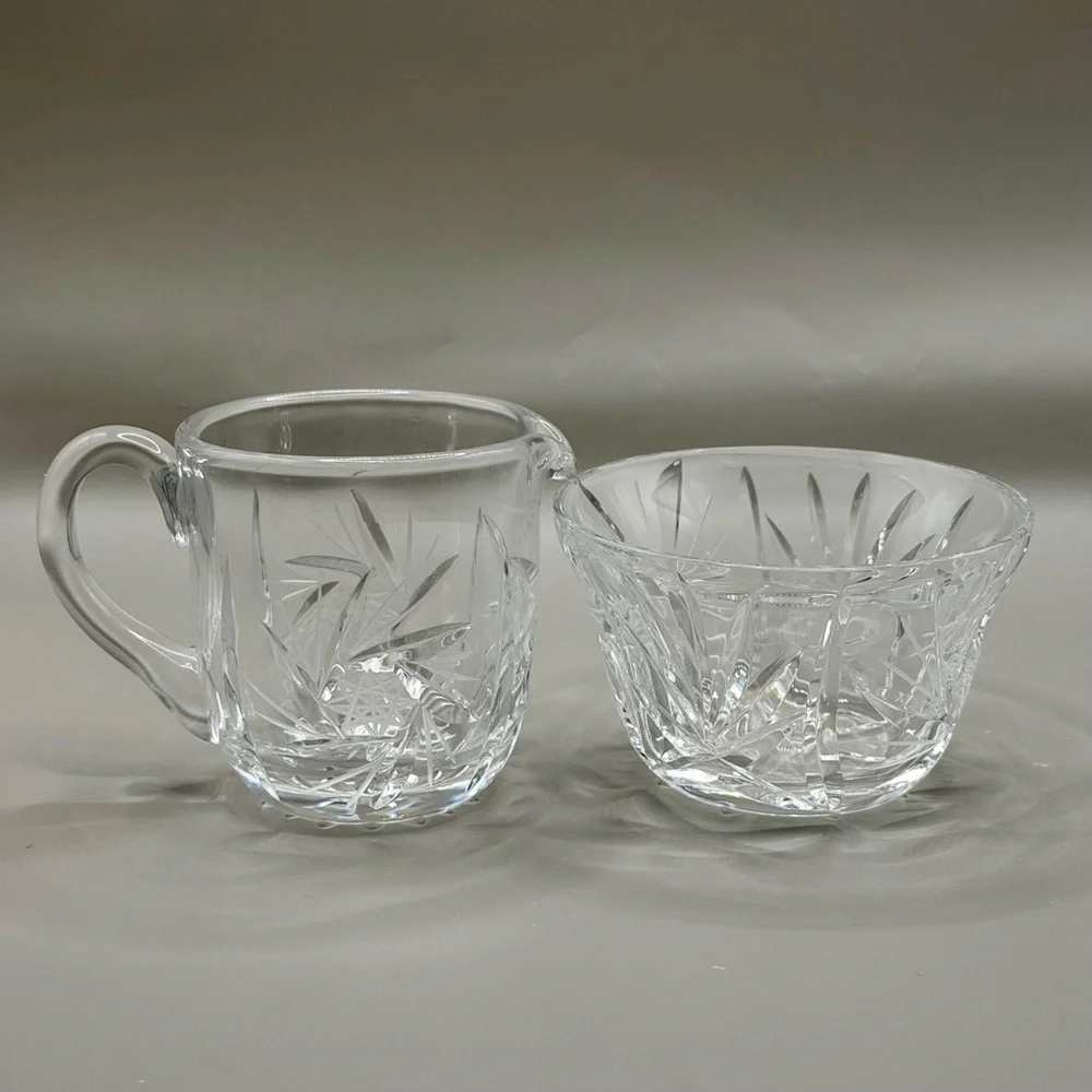 Vintage Anna Hutte Bleikristall Lead Crystal‎ Mini Creamer & Sugar Set ANN16